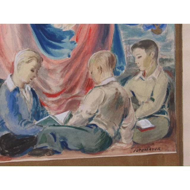 Modern Framed Watercolor “Mater Amabilis” Signed Sotomayor. For Sale - Image 3 of 15