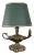 Vintage Brass Aladdin Style Table Lamp with Green Shade For Sale