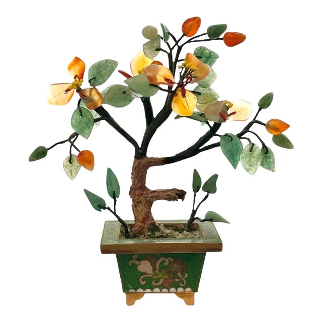 Vintage Miniature Hard Stone Jade Tree For Sale