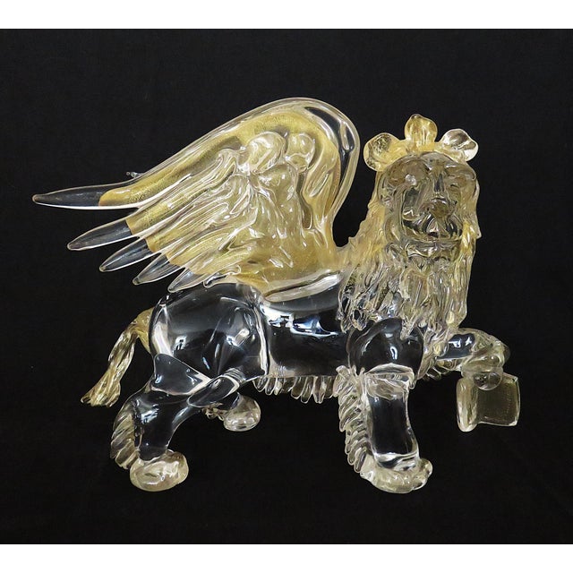FREE SHIPPING ANYWHERE IN THE CONTINENTAL US! This is a SUPERB vintage Murano glass sculpture of 'The Winged Lion of St....