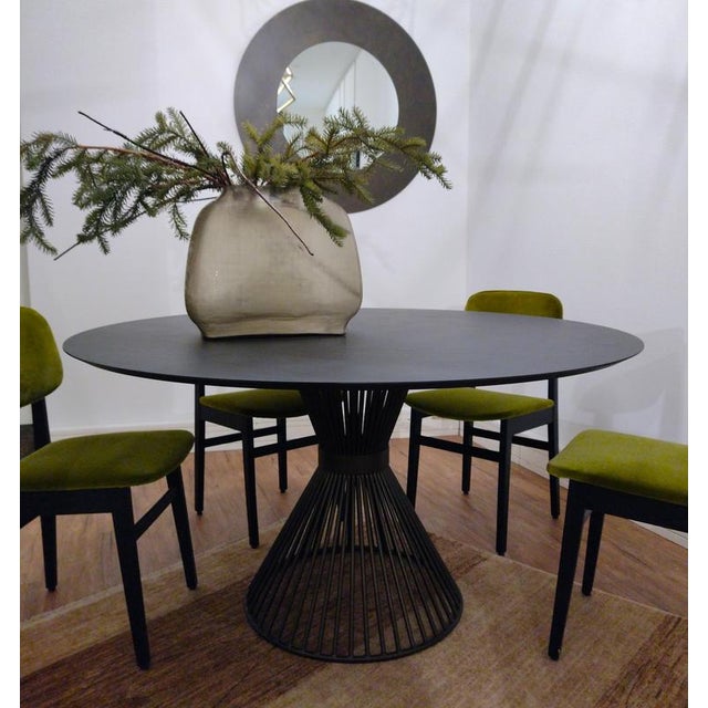 Contemporary Stone Dark Brown Lama 1400 Round Table with Steel Frame by Disain1971 For Sale - Image 3 of 7