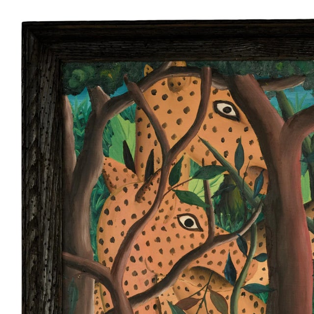 African Mid Century Haitian Paintings of Jungle Scenes by Felix Bryoché - Set of 2 For Sale - Image 3 of 15