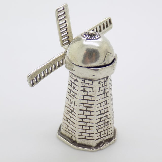 Vintage Italian Handmade Genuine Silver Windmill Dollhouse Miniature Figurine Sculpture, Hallmarked For Sale - Image 4 of 10