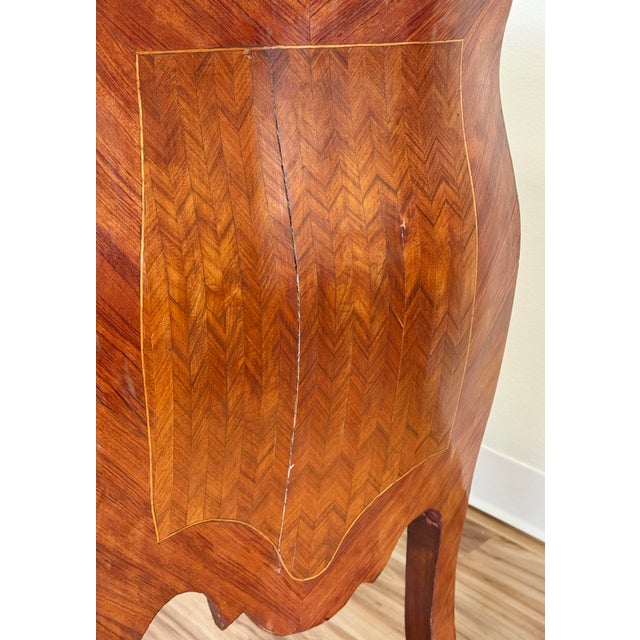 Vintage French Louis XV Style Marble Top Commode Bombe Chest For Sale - Image 18 of 18