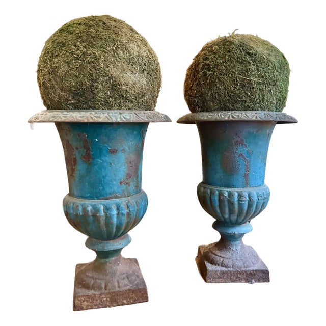 French 19th Century Cast Iron Urns For Sale