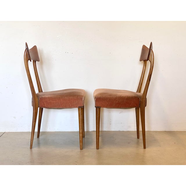 Pair of 60s beech wood chairs, to be repainted and reupholstered.