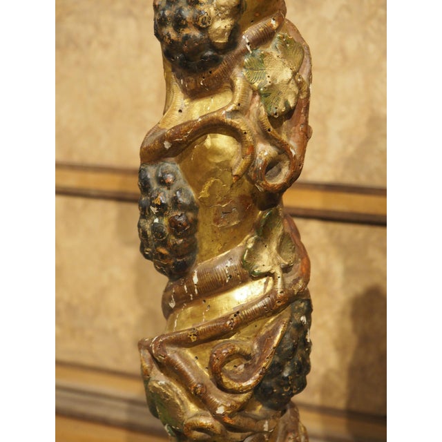 Pair of 17th Century Italian Giltwood and Polychrome Grape Leaf Table Columns For Sale - Image 18 of 18