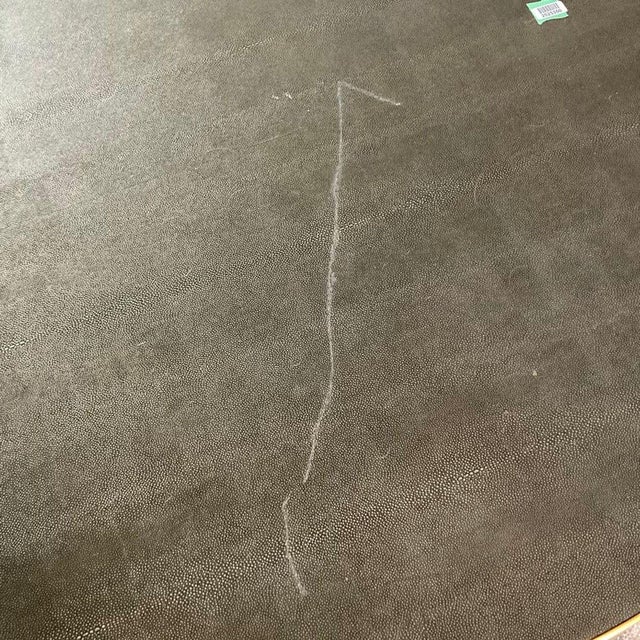 Restoration Hardware Restoration Hardware Graydon Shagreen Round Black Coffee Table With Brass Trim For Sale - Image 4 of 4