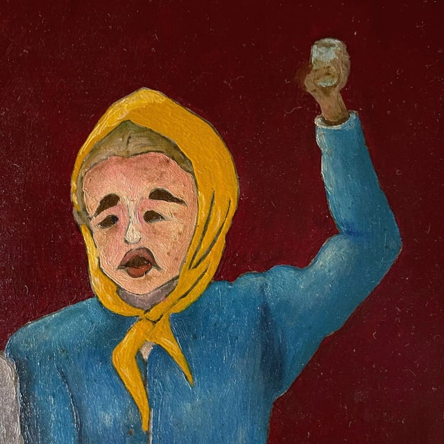 Oto Dobovišek, Naive Art Diptych, Oils on Hardboard, 1970s, Framed, Set of 2 For Sale - Image 6 of 13