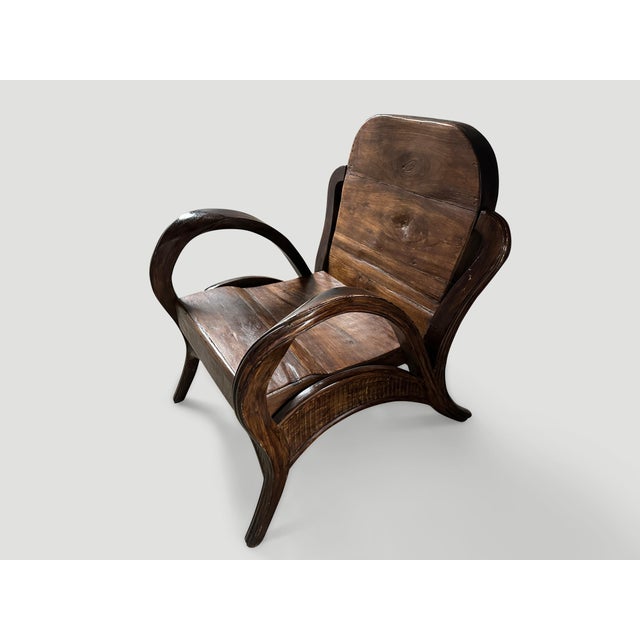 1950s 1950s Sculptural Teak Wood Arm Chair For Sale - Image 5 of 6