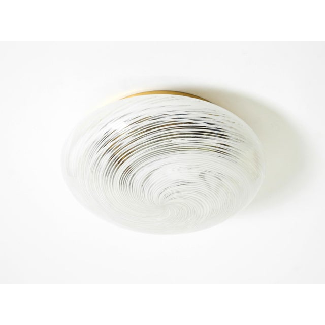 Swirl Flush Mount in Glass and Brass Base, 1980s For Sale - Image 6 of 18