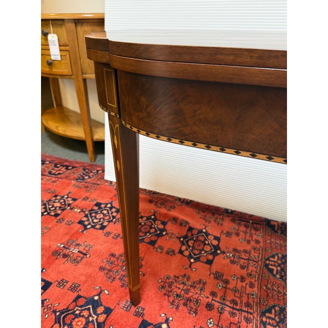 Traditional Henkel Harris Federal Inlaid Cherry Wood Flip Top Console Table For Sale - Image 3 of 12