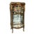 French Louis XV Curio Display Cabinet With Glass Shelves, Gold Leaf Accents & Bombe Silhouette For Sale