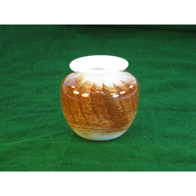 Brown 1970s Art Glass Vase Micheal Nourot Cased Rust Color For Sale - Image 8 of 8
