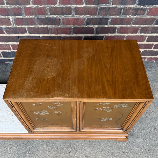 In the Style Roenzo Rutili Possibly Henredon 3 Part Credenza Storage Display Cabinet For Sale - Image 10 of 12