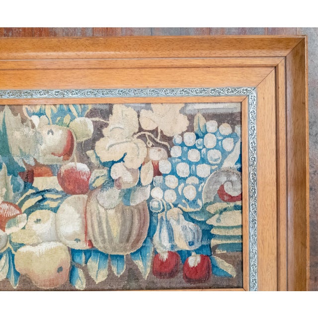 17th or 18th Century French Flemish Aubusson Tapestry Still Life Fragment in Frame For Sale - Image 4 of 12