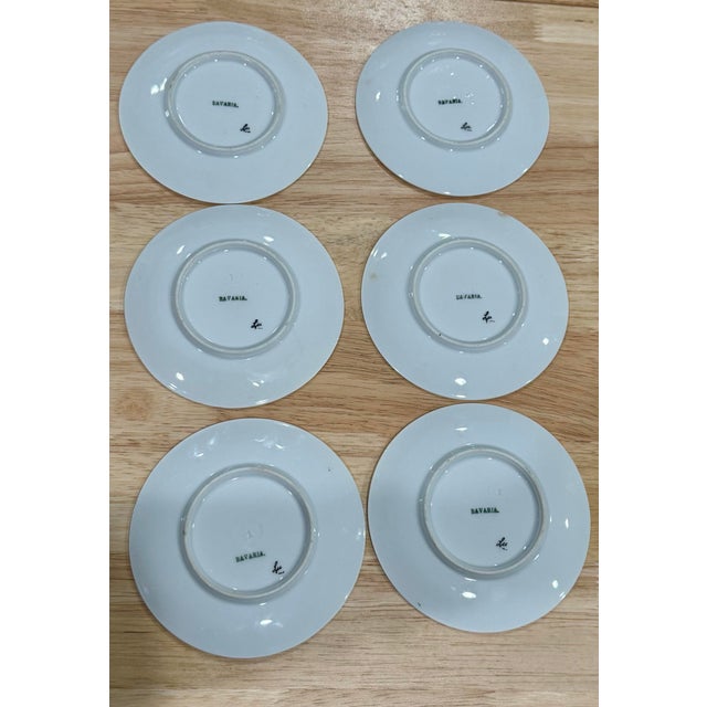 Vintage Mid Century Modern Bavarian Porcelain Bee Plates Hand Painted Folk Art Small - Set of 6 For Sale In Tampa - Image 6 of 7