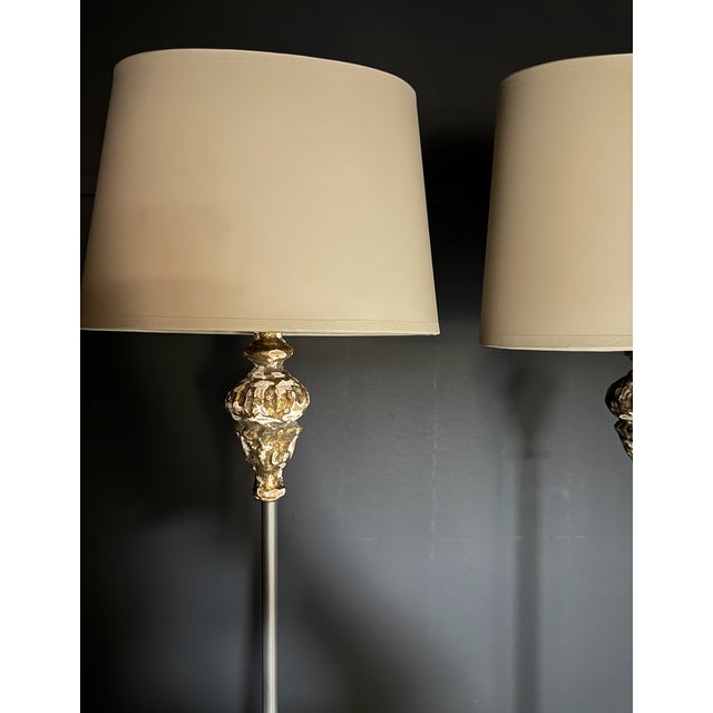 Early 21st Century Pair of Buffet Lamps With Antique Fragments For Sale - Image 5 of 8