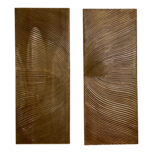 Arteriors Modern Textured Antique Brass Finished Wall Plaques Set of 2