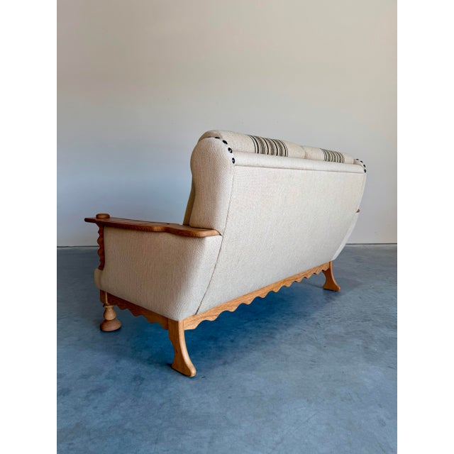 Wood Mid Century Danish Brutalist Henning Kjaernulf Oak Loveseat, Attributed For Sale - Image 7 of 13