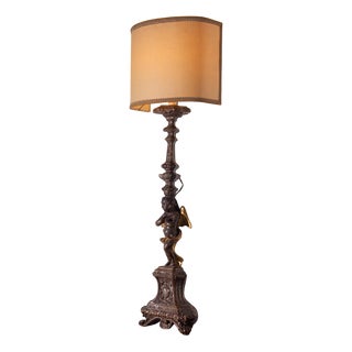Italian Table Lamp in Gilded Wood, 1700s For Sale