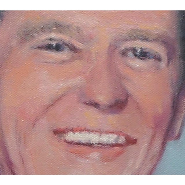 Realism Original Oil Portrait of President Reagan For Sale - Image 3 of 5