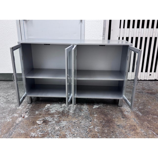 2010s Circa 1990's Industrial Metal + Glass Cabinet For Sale - Image 5 of 12