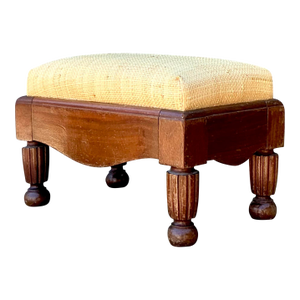 Vintage Grasscloth Footstool
