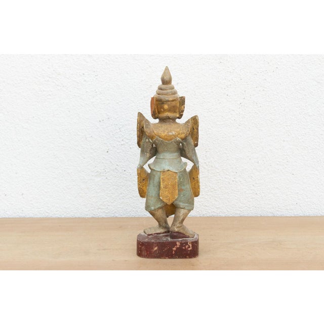 Folk Art Antique Burmese Celestial Attendant Figure For Sale - Image 3 of 6