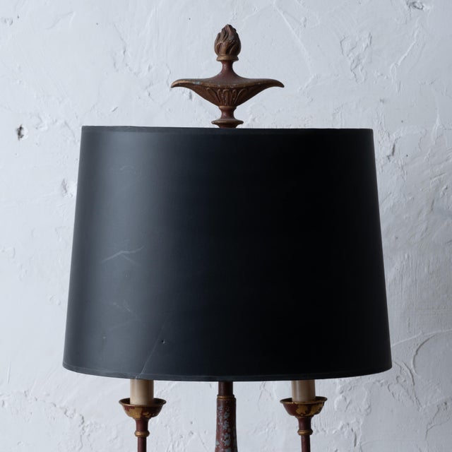 Mid 20th Century Distressed Tole Bouillotte Lamp For Sale - Image 5 of 12