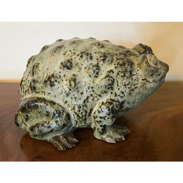 Mid-Century Modern 1965 American Art Pottery Mid-Century Modern Sculpture of a Toad or Bull Frog For Sale - Image 3 of 13