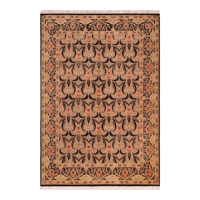 Shabby Chic 1990's Pak-Persian Black/Red Wool Rug - 6'1'' X 9'0'' For Sale