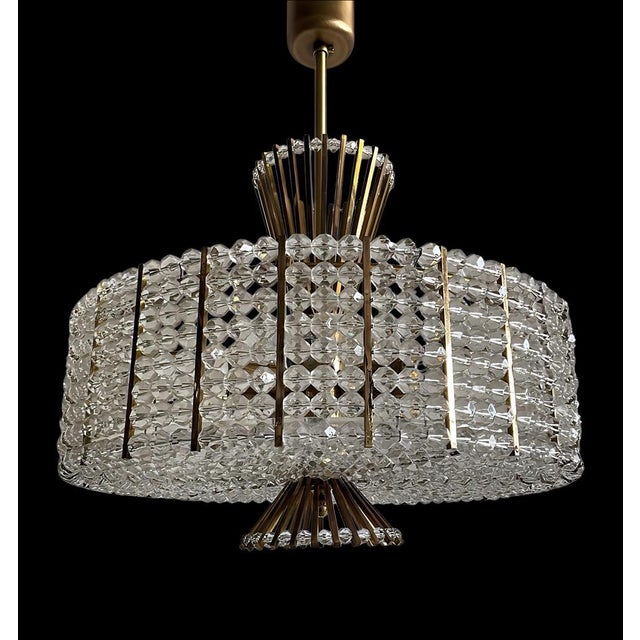 Rupert Nikoll Acrylic, Crystal, Glass and Gilt Brass Chandelier attributed to Emil Stejnar for Rupert Nikoll, 1950s For Sale - Image 4 of 17