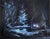 Midnight Drive by Leigh Ann Van Fossan | Oil on Canvas Night scene with trees and headlights. For Sale