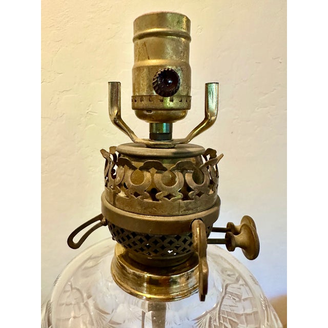 Metal Antique Mid 18th Century Oil Lamp With Marble Base and Column For Sale - Image 7 of 8