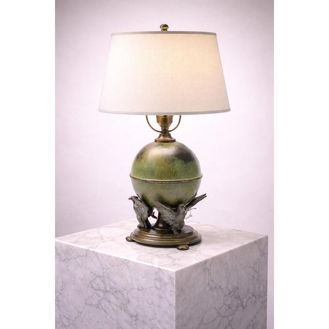 Swedish Bronze and Pewter Table Lamp from Ystad Metall, 1930s For Sale - Image 3 of 7