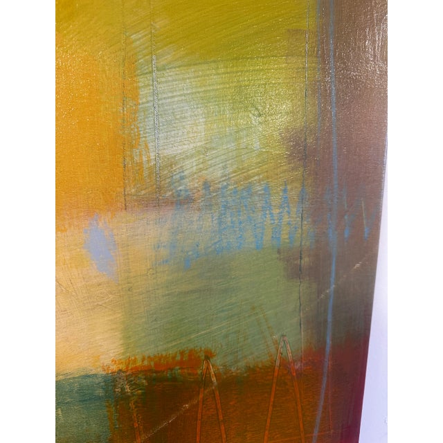 ‘Sailing Away’ by Ursula J Brenner 54” Square Vibrant Abstract For Sale - Image 4 of 11