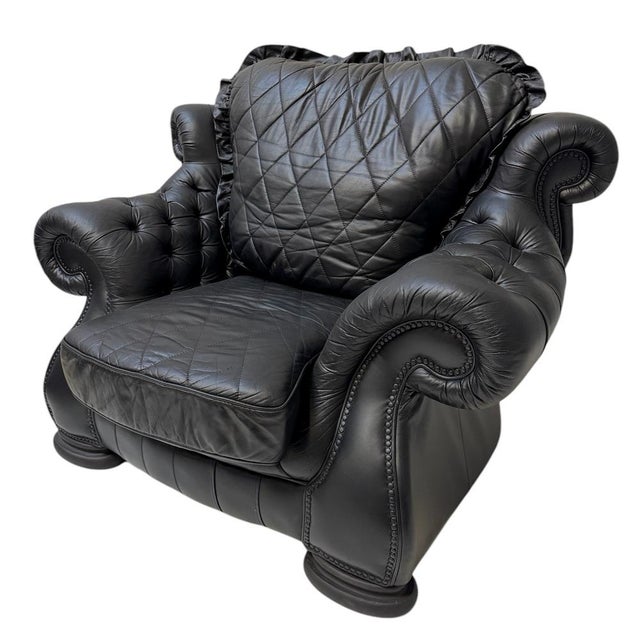 Set of Large Mid-Century Modern Chesterfield Style Lounge Chairs, 1980s, Set of 2 For Sale - Image 6 of 12