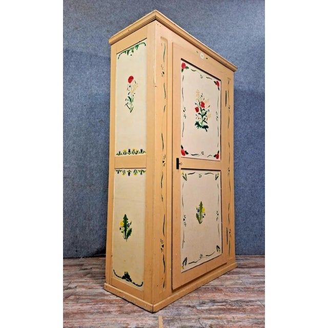 Tan Traditional Folk Cabinet in Wood For Sale - Image 8 of 11