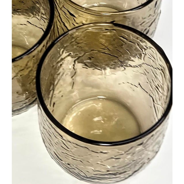 Pressed Brown Leaf Lowballs- Set of Six For Sale - Image 6 of 11