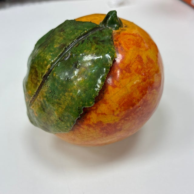 Ceramic Rare!! Vintage Arte Italica Puccini Style Glazed Pottery Oranges - Set of 2 For Sale - Image 7 of 9