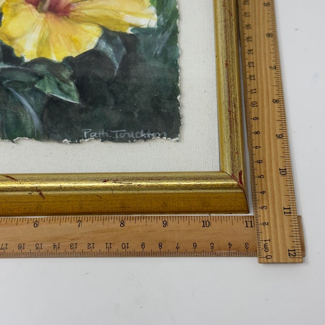 Patti Touchton Original Watercolor Yellow Hibiscus Florida Botanical Painting For Sale - Image 11 of 12