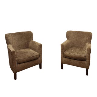 Designer Lee Industries Chairs With Custom Upholstery- Set of 2 For Sale