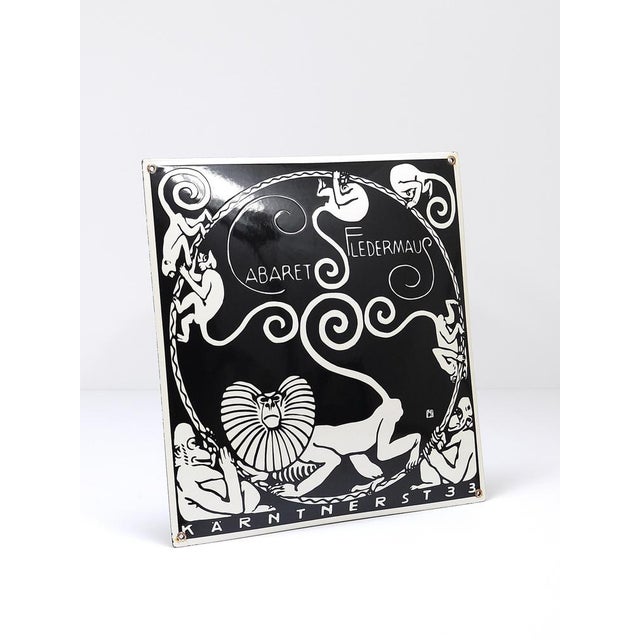 Art Nouveau Moriz Jung Cabaret Bat Enameled Advertising Sign by Josef Hoffmann, Vienna, 1960s For Sale - Image 3 of 18