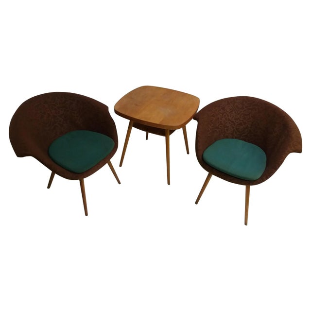 Armchairs & Coffee Table by Navratil, Czechoslovakia, 1960, Set of 3 For Sale - Image 4 of 4