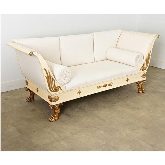 Swedish Empire Circa 1820 Painted Parcel Gilt Settee For Sale - Image 10 of 12