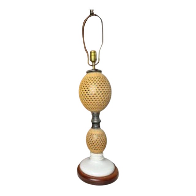 Late 19th Century French Victorian Cane Wrapped Seltzer Bottle Lamp For Sale