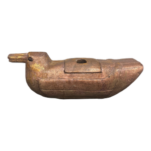 Mid 20th Century Hand-Carved Wooden Duck Covered Box With Gold Leaf Decoration