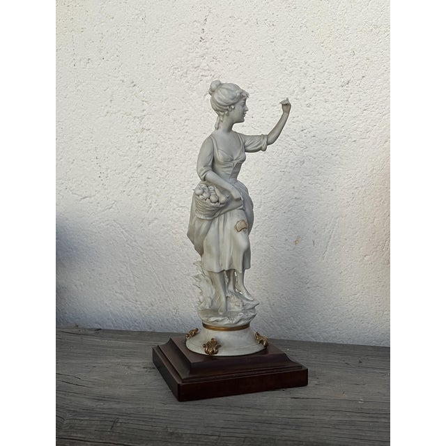 Biscuit Sculpture of Lady with Fruits Basket by Benacchio for Triade Capodimonte, Italy, 1970s For Sale - Image 6 of 13