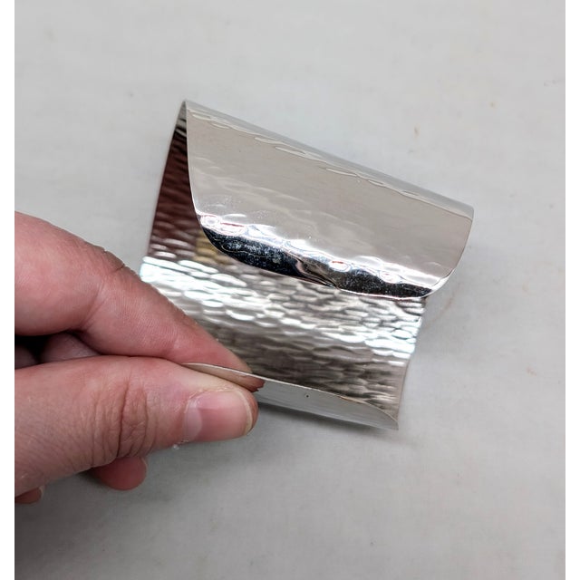 Vintage 1976 Signed Napier Rhodium Plated Wide Wavy Cuff Bracelet For Sale - Image 11 of 13